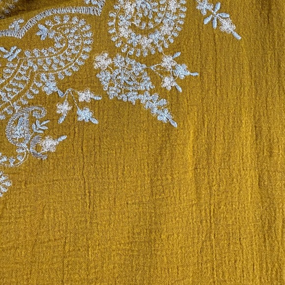 Free People Embroidered Top Bohemian Festival Crop Top Short Sleeve Womens L - Picture 5 of 7